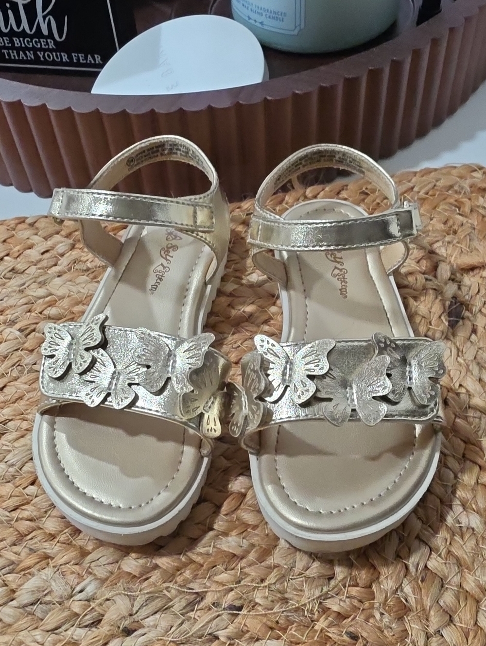 Girls' Gold Butterfly Strap Sandals - Kids Shoes